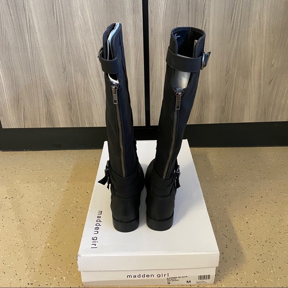 NEW Madden Girl Karmin Black Tall Boots Knee High - Picture 4 of 8